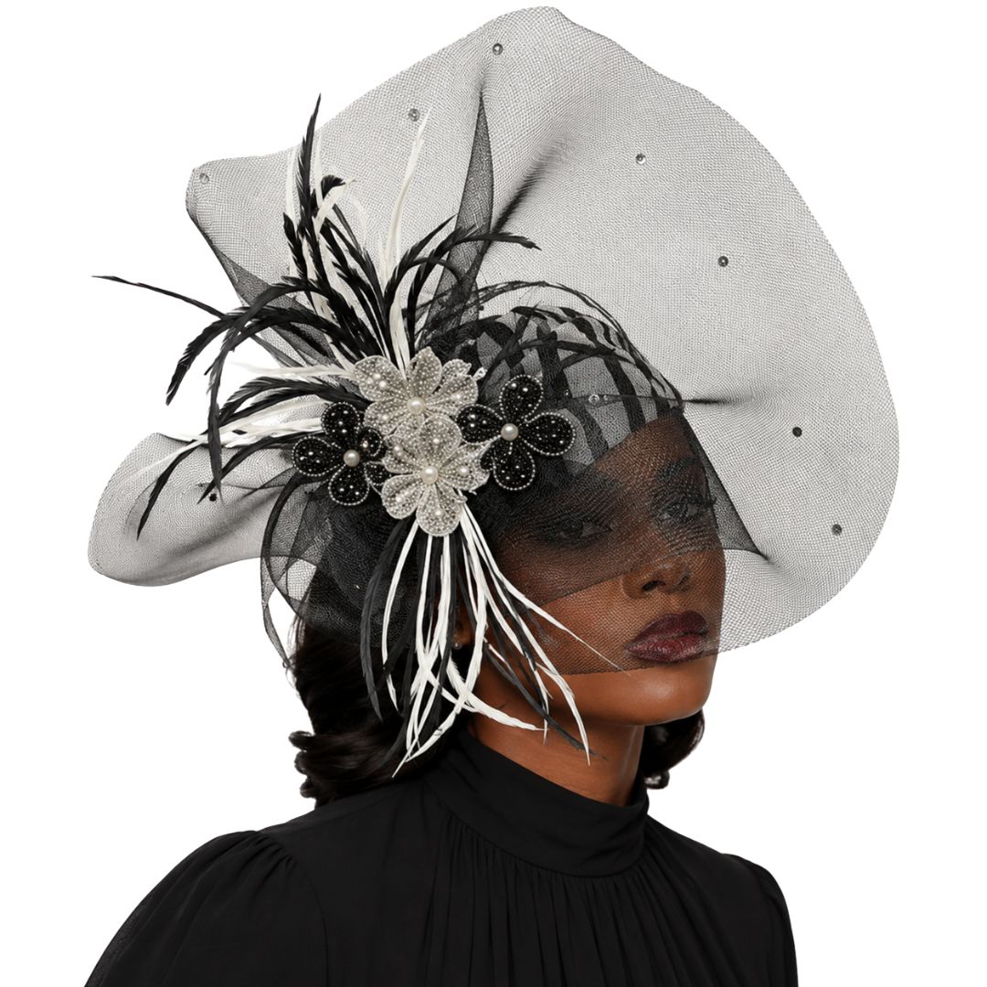 Tropicana Wide Brim Feather Church Hat - Whittall & Shon - Especially Yours