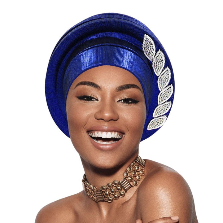 Stone Paved Marquise Leaf Accent Layered Turban Hair Wrap - Especially Yours