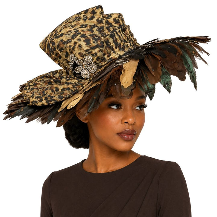 Plumeria Zebra Print Feather Brim Church Hat - Whittall & Shon - Especially Yours