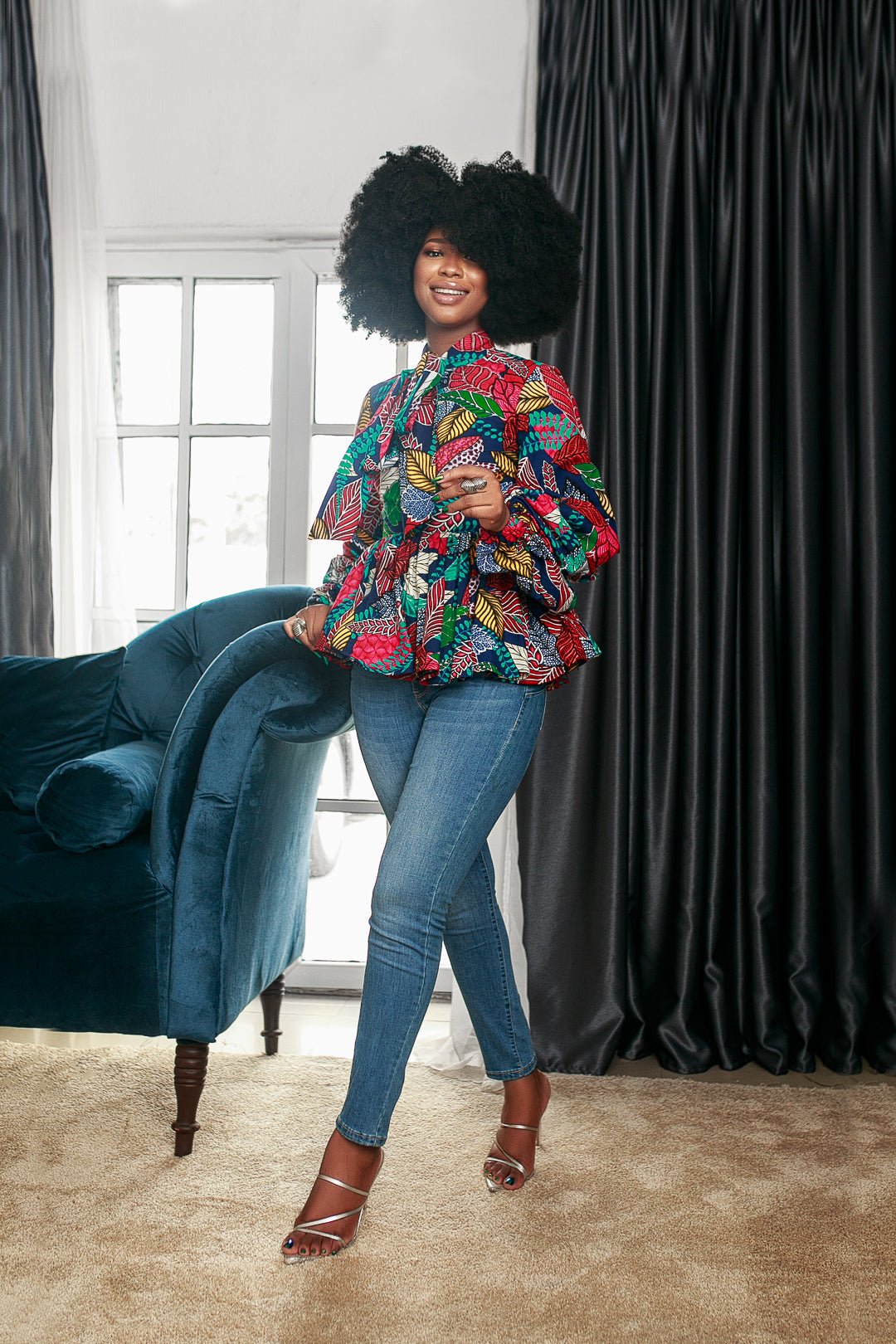 BIBI AFRICAN PRINT PUFF SLEEVE TOP [MULTICOLOR] - Especially Yours