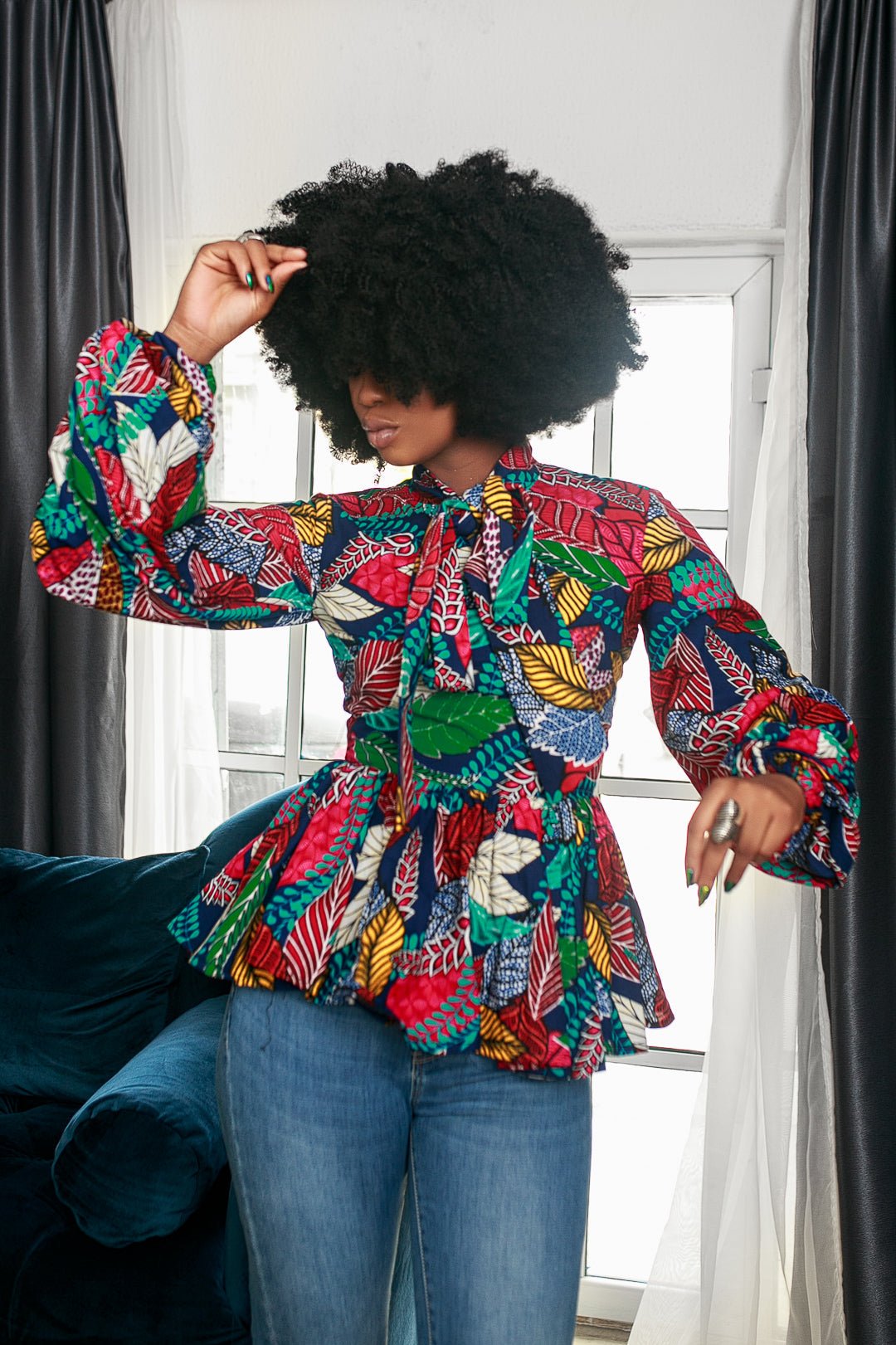 BIBI AFRICAN PRINT PUFF SLEEVE TOP [MULTICOLOR] - Especially Yours