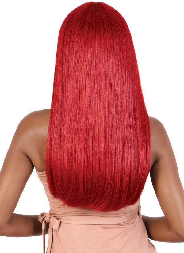 High-quality fashion 24-inch sleek straight wig with a front bang.