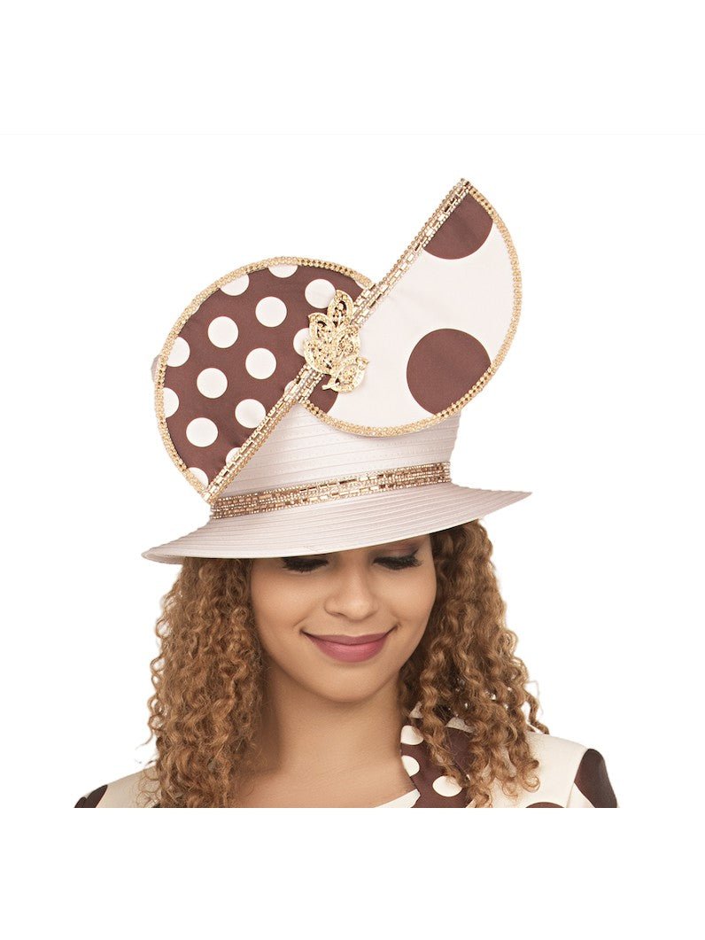 Small Brim 2 - tone Polka Dot Stoned Hat - Especially Yours