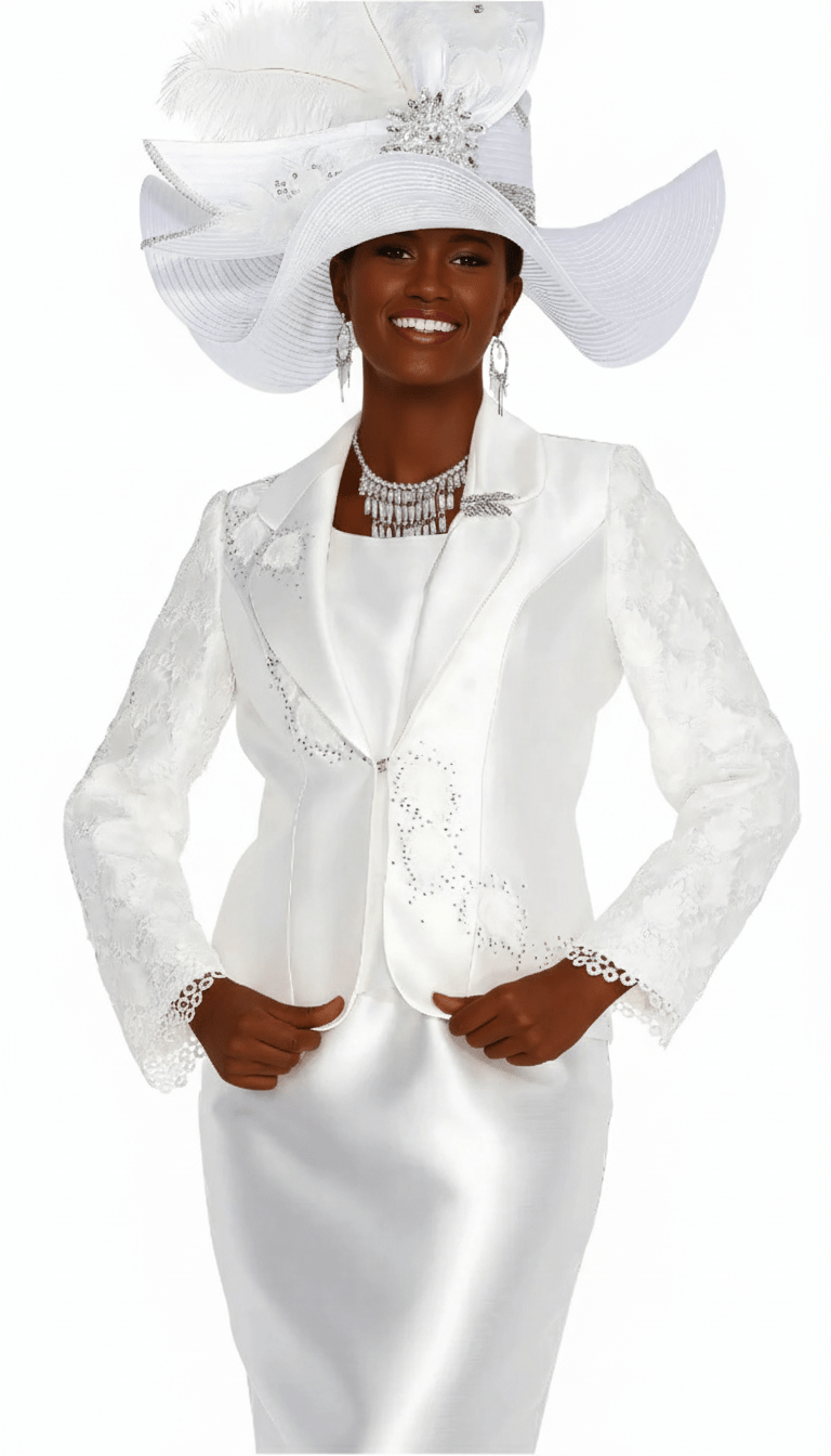 Champagne Italy 6204 Elegant Three - Piece Skirt Suit with Embellished Lace Sleeves - Especially Yours