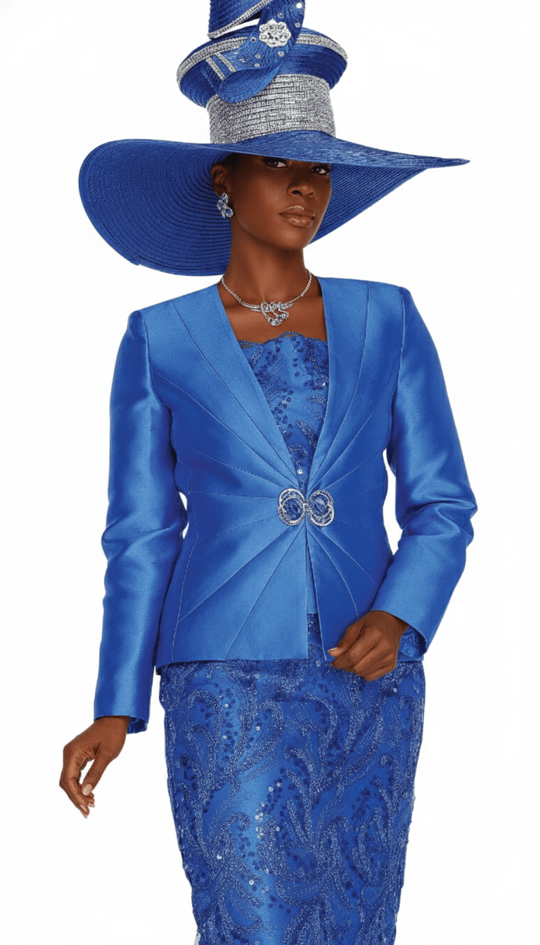 Elegant Women's 3-Piece Floral Brocade Skirt Suit with Dazzling