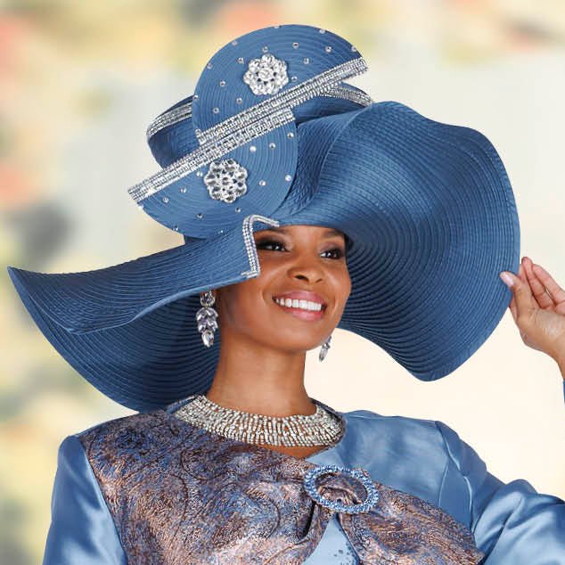 Elegant Women's Blue Church Hat - Champagne Italy H6206 Style - Especially Yours