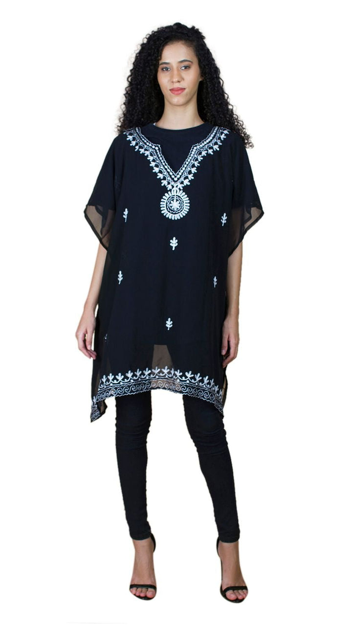 Embroidered Borders Georgette Tunic by Sante - Especially Yours