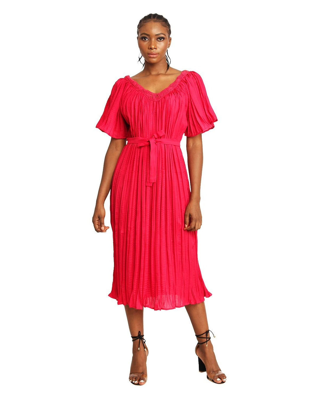 red crinkle dress Solange Crinkled Maxi Dress Red Licorice / Regular / XS