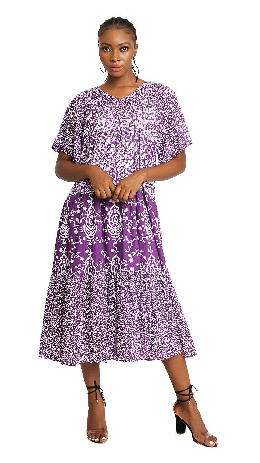 Trendy Trio Tiered Midi Dress Purple