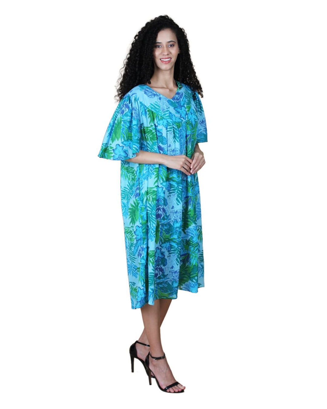 Crinkle Cotton Patio Dress Tropical | Sante Teal Multi / OSW Crinkle Cotton Patio Dress Tropical | Sante Teal Multi / OSW