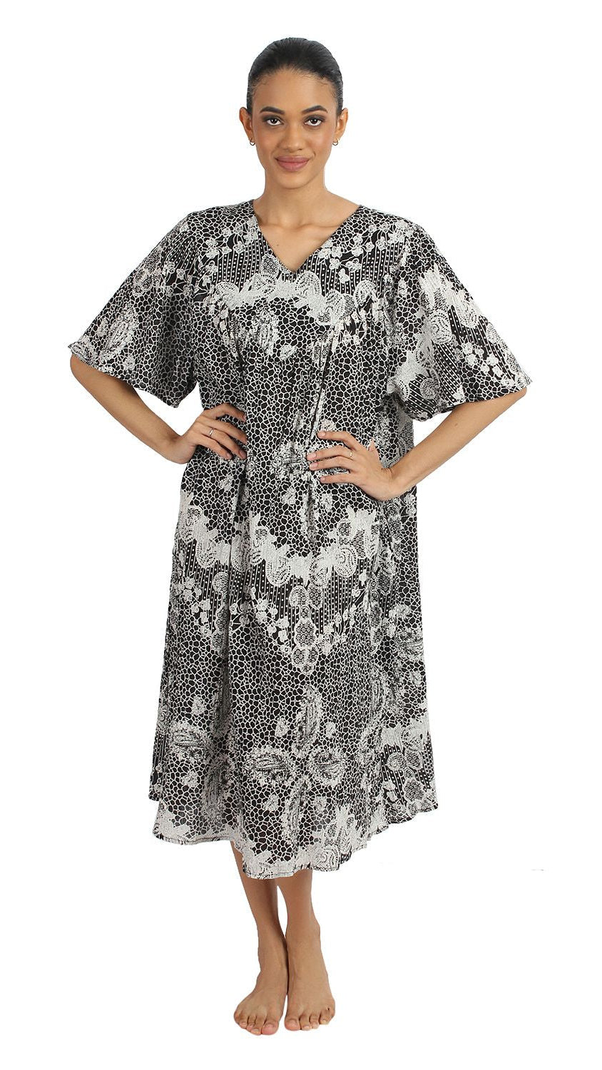 Contrast Lace-Print Patio Dress B&W | Sante BLACK/WHITE PRINT / OSM Contrast Lace-Print Patio Dress B&W | Sante BLACK/WHITE PRINT / OSM