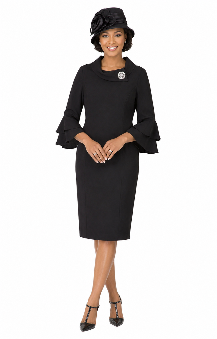 Draped Collar Bell Sleeve Shift Plus Size Dress – Lily & Taylor
