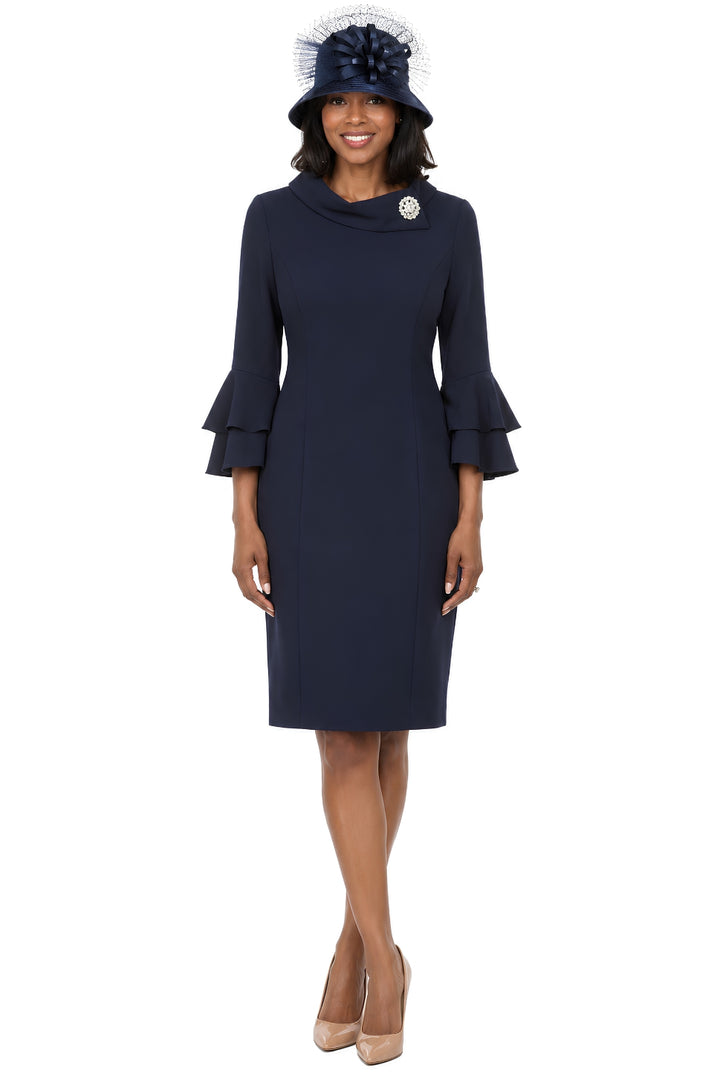 Draped Collar Bell Sleeve Shift Dress – Lily & Taylor