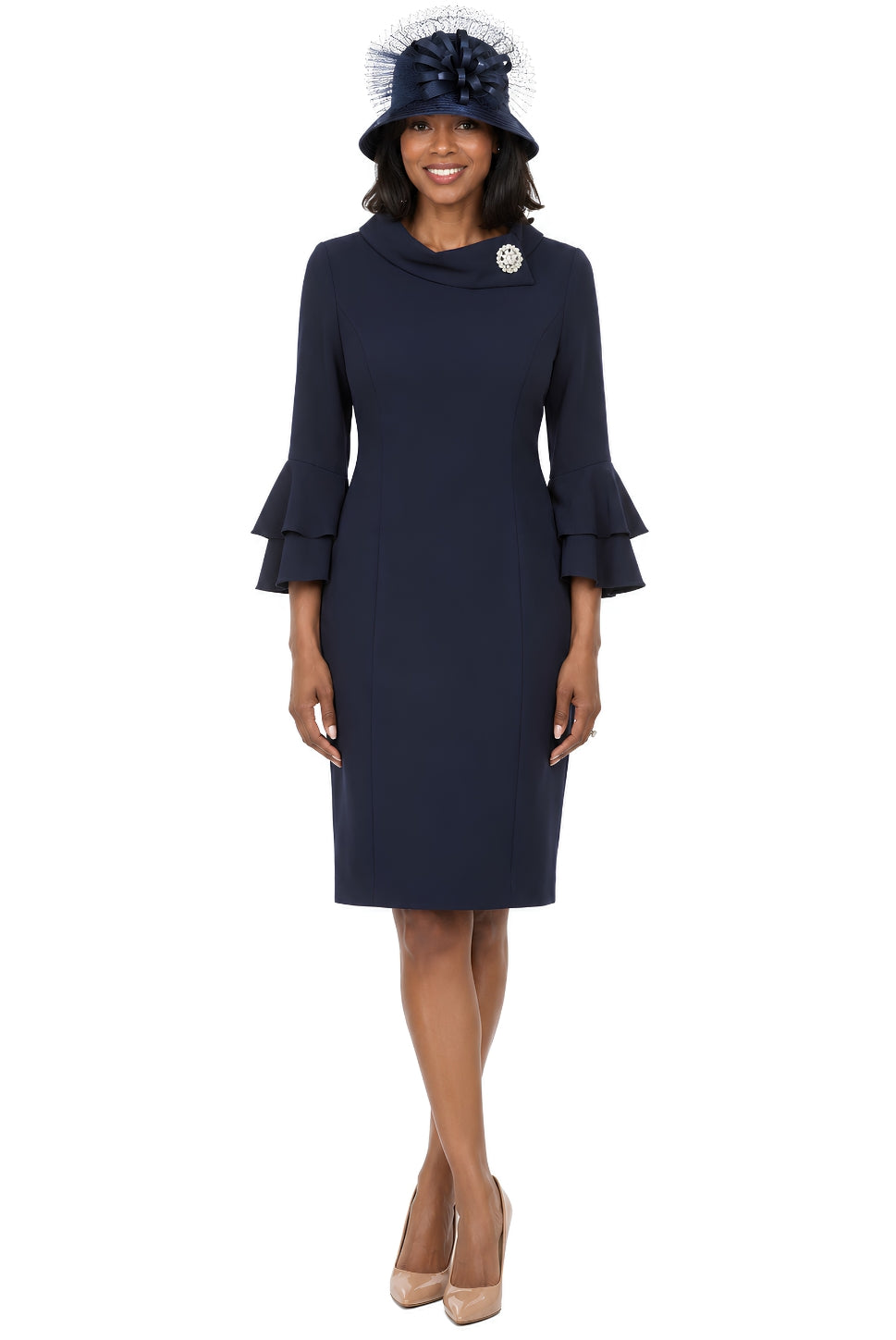 Draped Collar Bell Sleeve Shift Plus Size Dress – Lily & Taylor