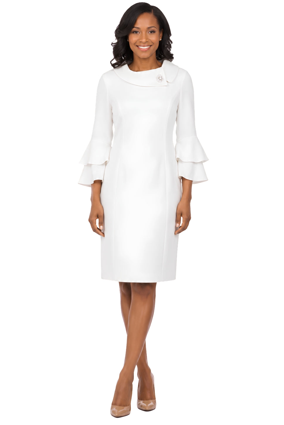 Draped Collar Bell Sleeve Shift Dress – Lily & Taylor