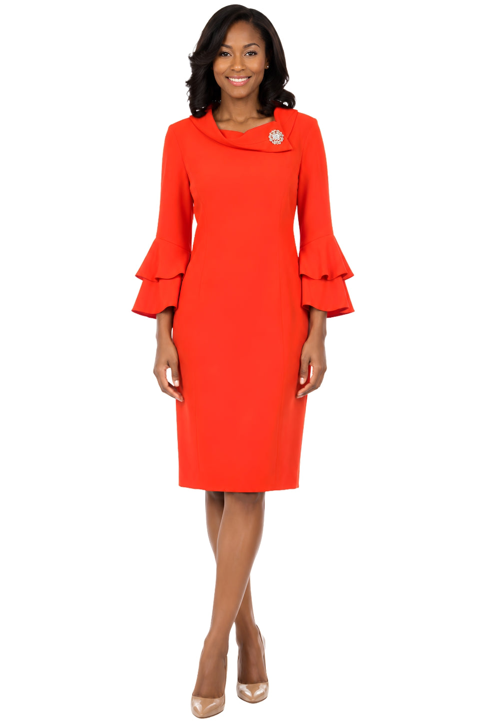 Draped Collar Bell Sleeve Shift Dress – Lily & Taylor
