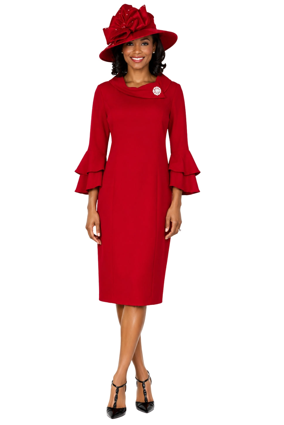 Draped Collar Bell Sleeve Shift Plus Size Dress – Lily & Taylor