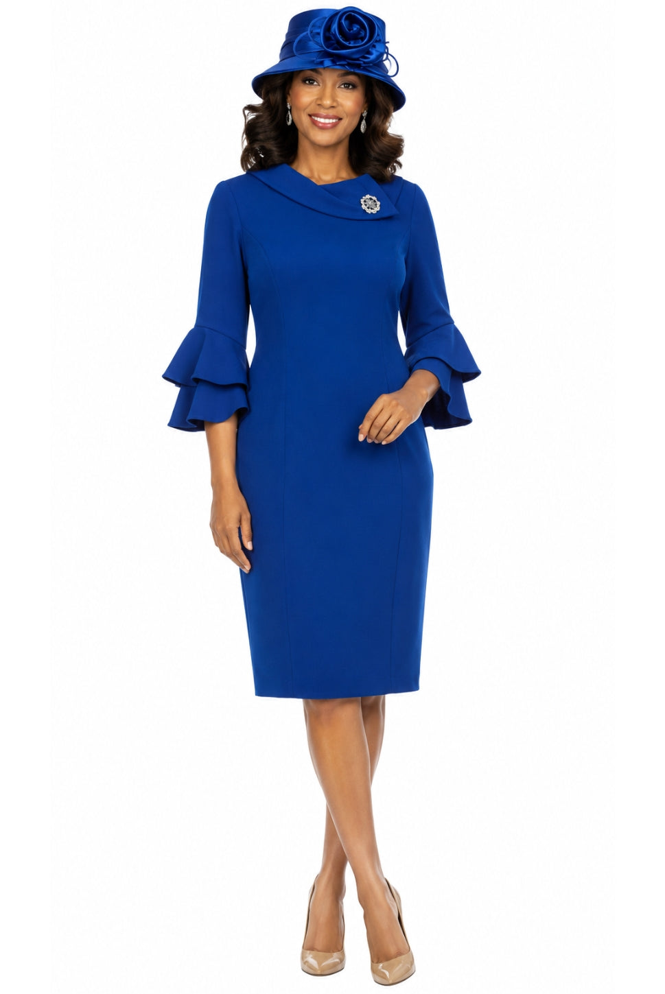 Draped Collar Bell Sleeve Shift Dress – Lily & Taylor