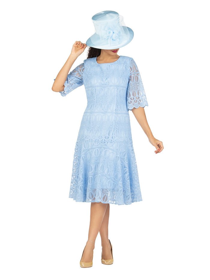 1pc Embroidery Lux Lace Pleated Flare Dress-Plus - Especially Yours