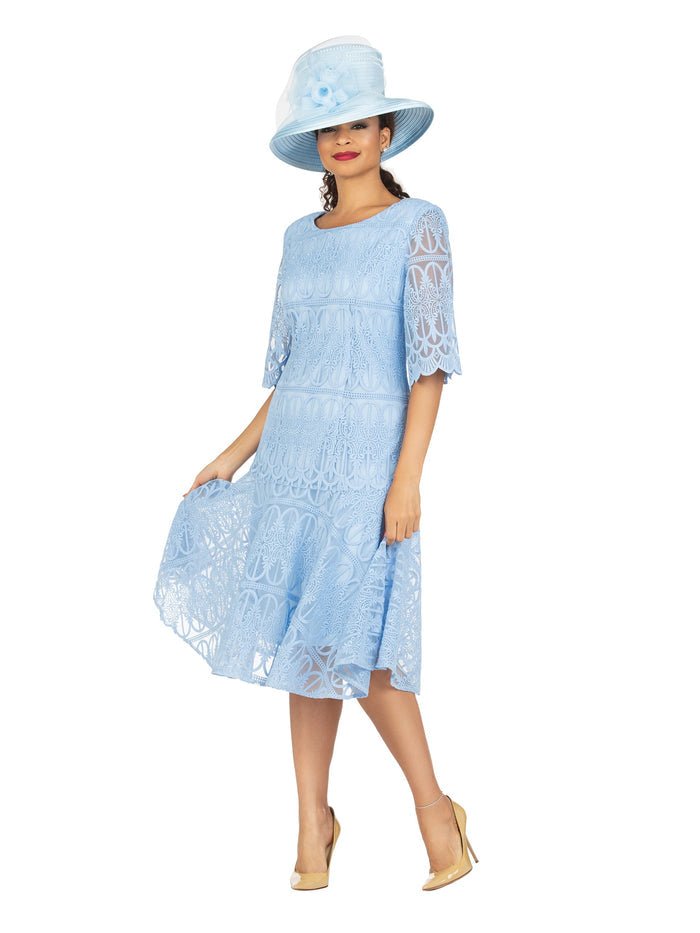 1pc Embroidery Lux Lace Pleated Flare Dress - Especially Yours
