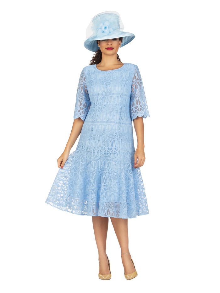 1pc Embroidery Lux Lace Pleated Flare Dress - Especially Yours