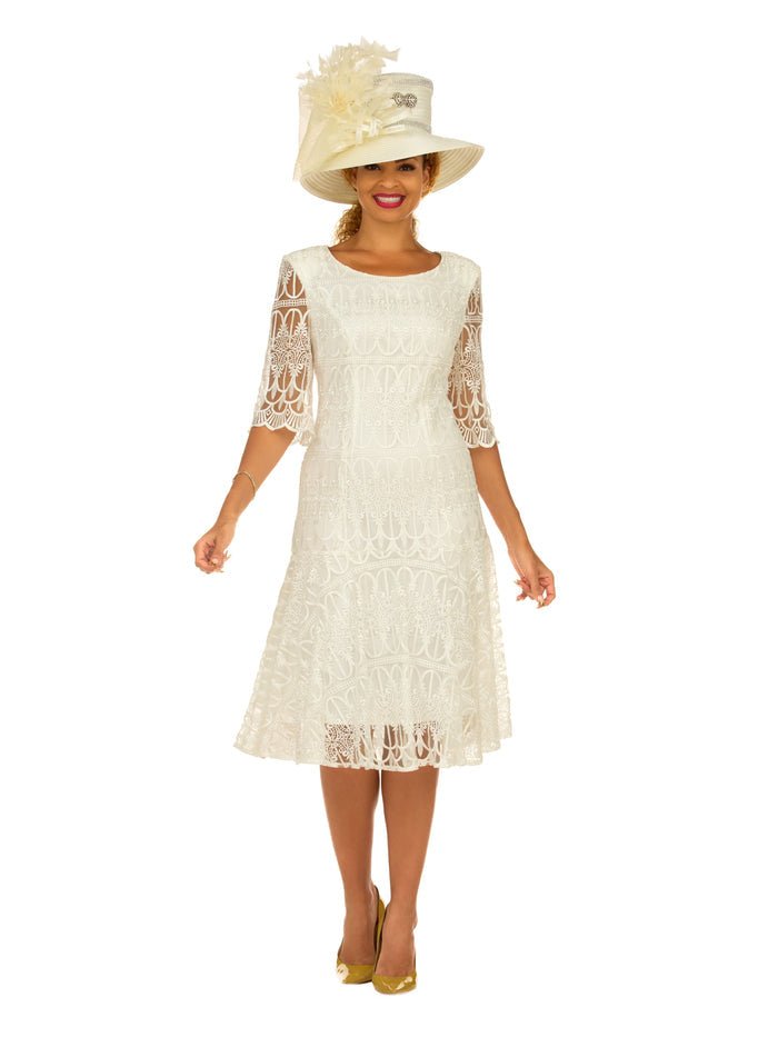 1pc Embroidery Lux Lace Pleated Flare Dress - Especially Yours