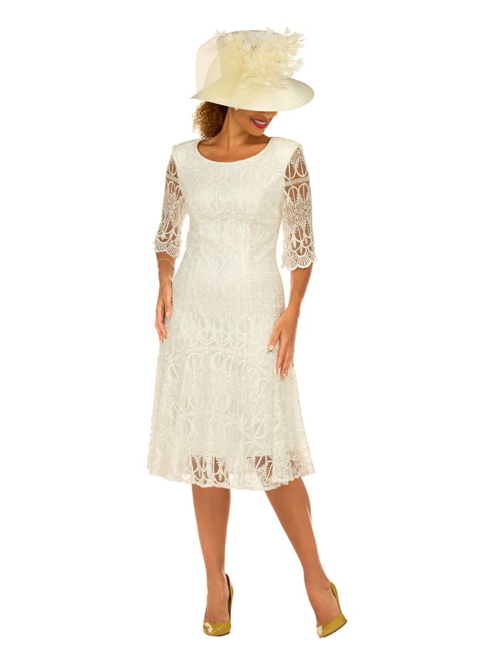 1pc Embroidery Lux Lace Pleated Flare Dress - Especially Yours