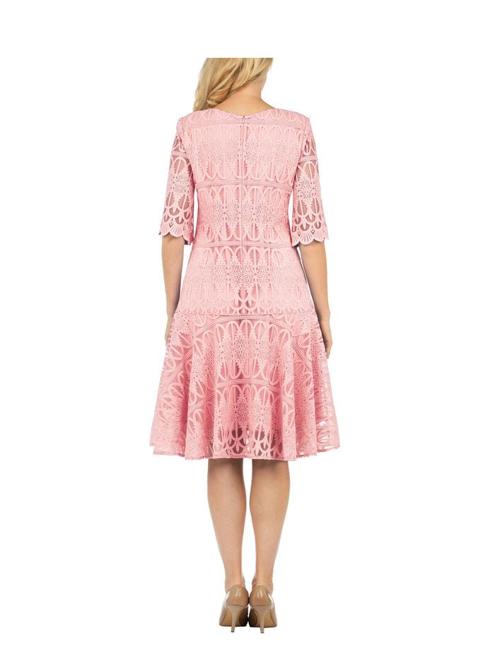 1pc Embroidery Lux Lace Pleated Flare Dress - Especially Yours
