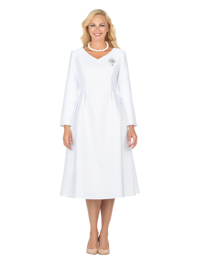 Timeless A-Line Dress with Jewel Brooch-Plus