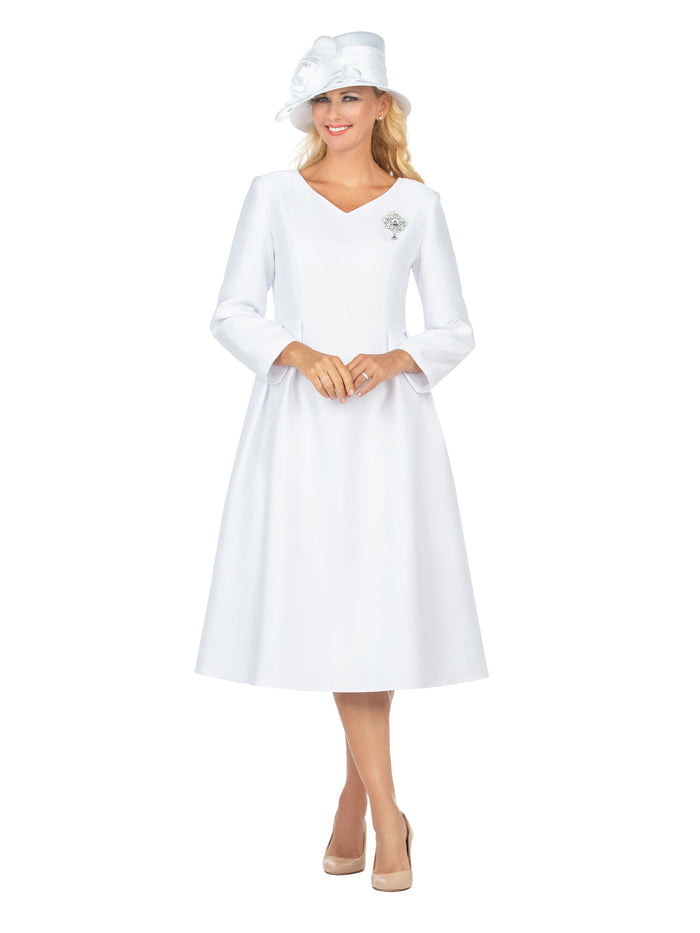 Timeless A-Line Dress with Jewel Brooch