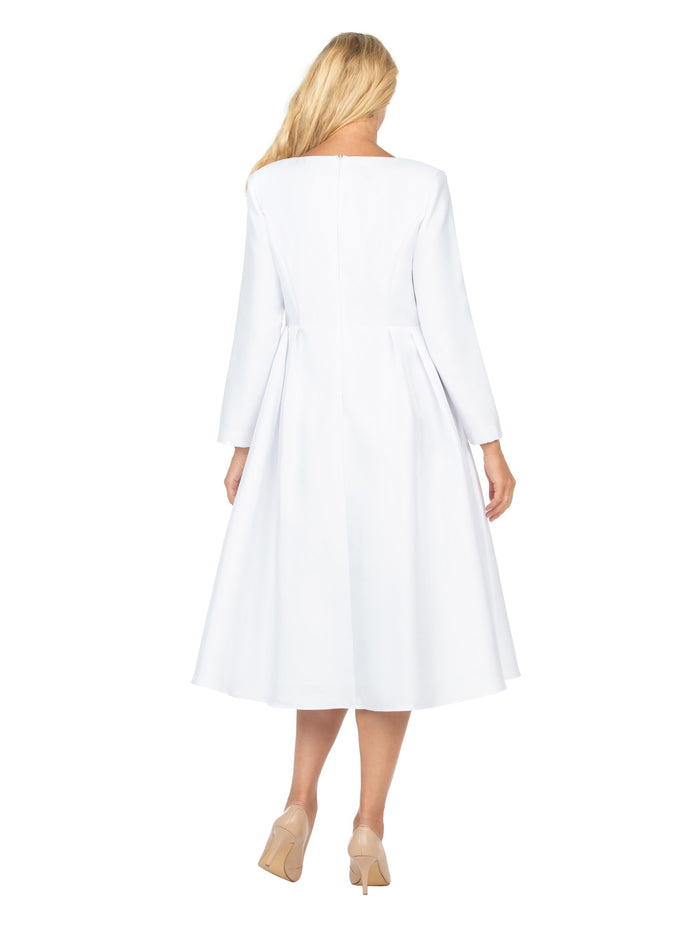 Timeless A-Line Dress with Jewel Brooch