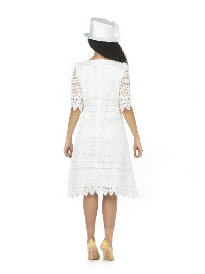 1pc Elbow Length Slv Lux Lace Shift Dress
