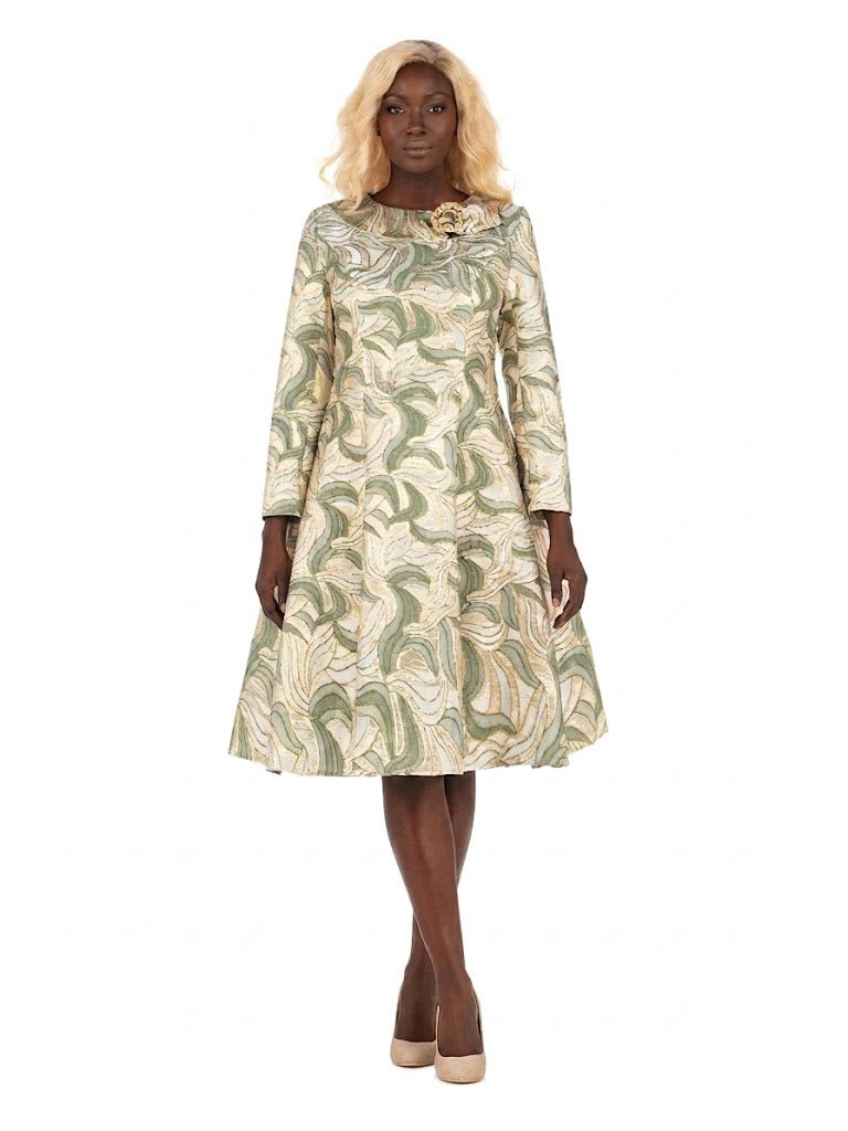 LS Brocade A - line Drs w/ Brooch - Plus - Especially Yours