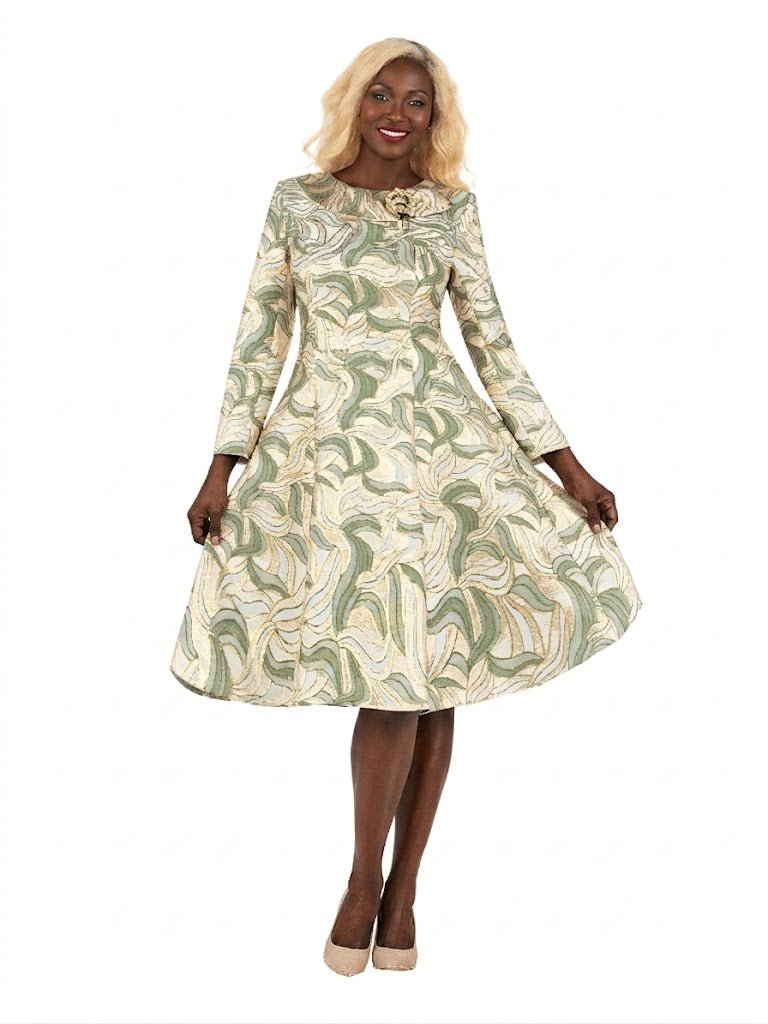 LS Brocade A - line Drs w/ Brooch - Plus - Especially Yours