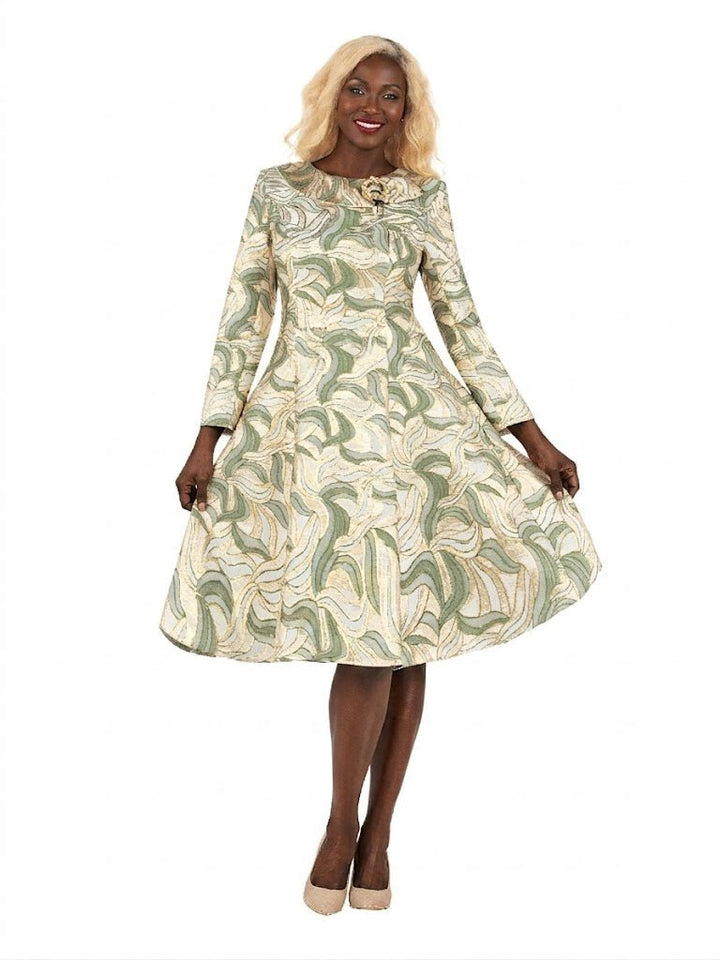 LS Brocade A - line Drs w/ Brooch - Plus - Especially Yours