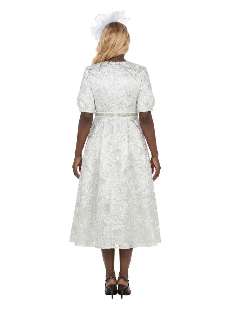Puff Short Slv Jqd A-line Drs w/ Waist Detail-Plus