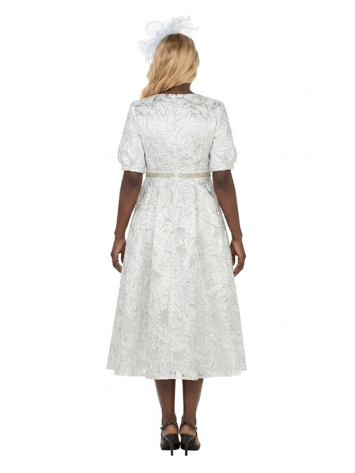 Puff Short Slv Jqd A-line Drs w/ Waist Detail-Plus