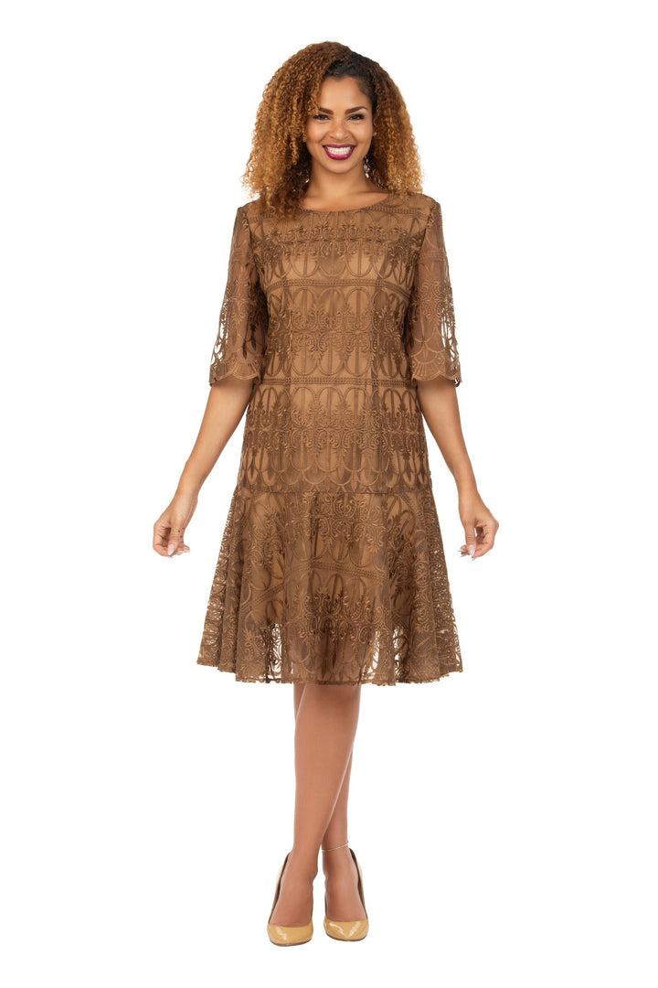 Ornate Lace Fit-and-Flare Midi Dress-Plus