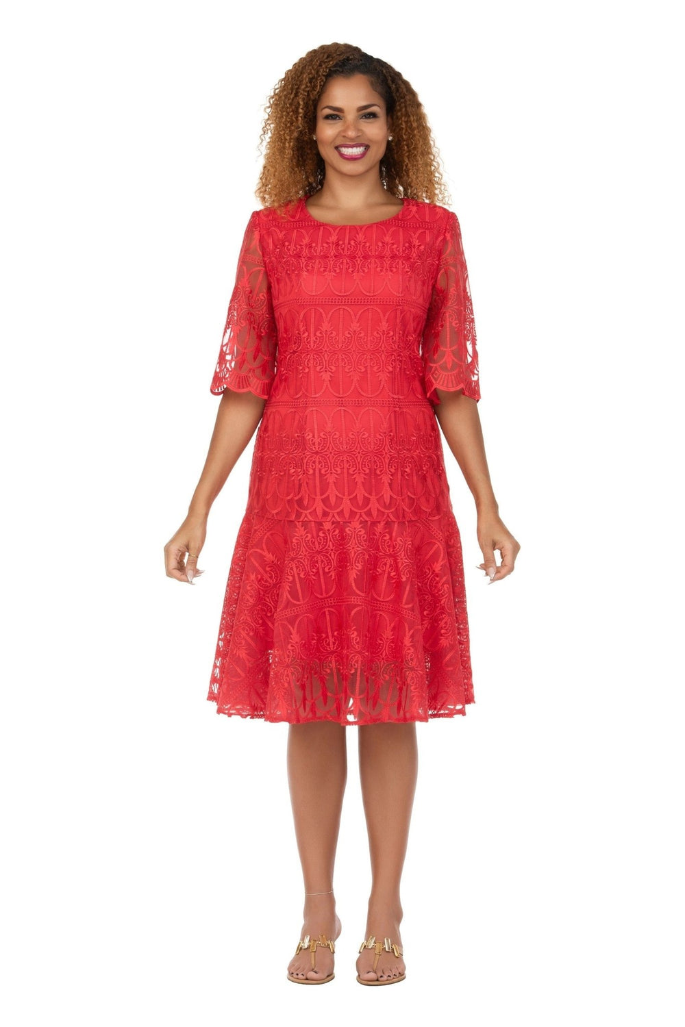 Ornate Lace Fit-and-Flare Midi Dress - Especially Yours