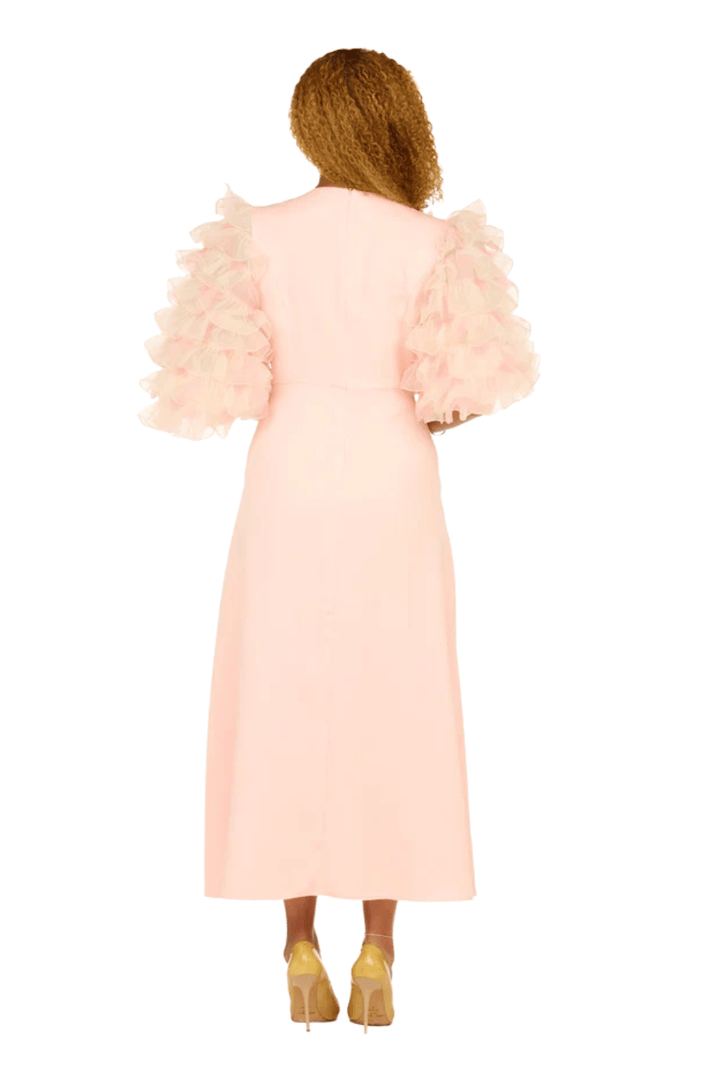 Ruffle Puff Slv Maxi Dress w/ Butterfly Belt - Plus - Especially Yours
