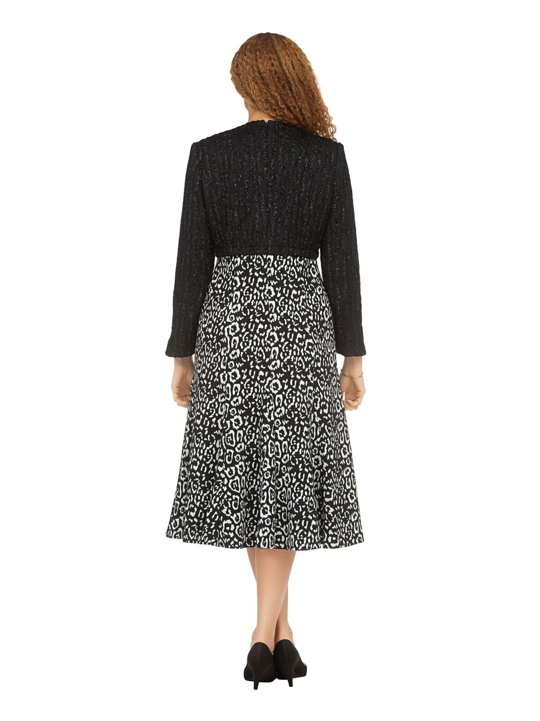 Chic Leopard Print A-Line Dress w/ Faux Bolero Jkt