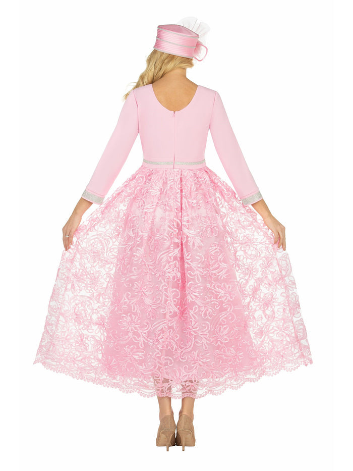 3/4 Slv Maxi Lace Overlay Dress w/ Rhinestoned Wai