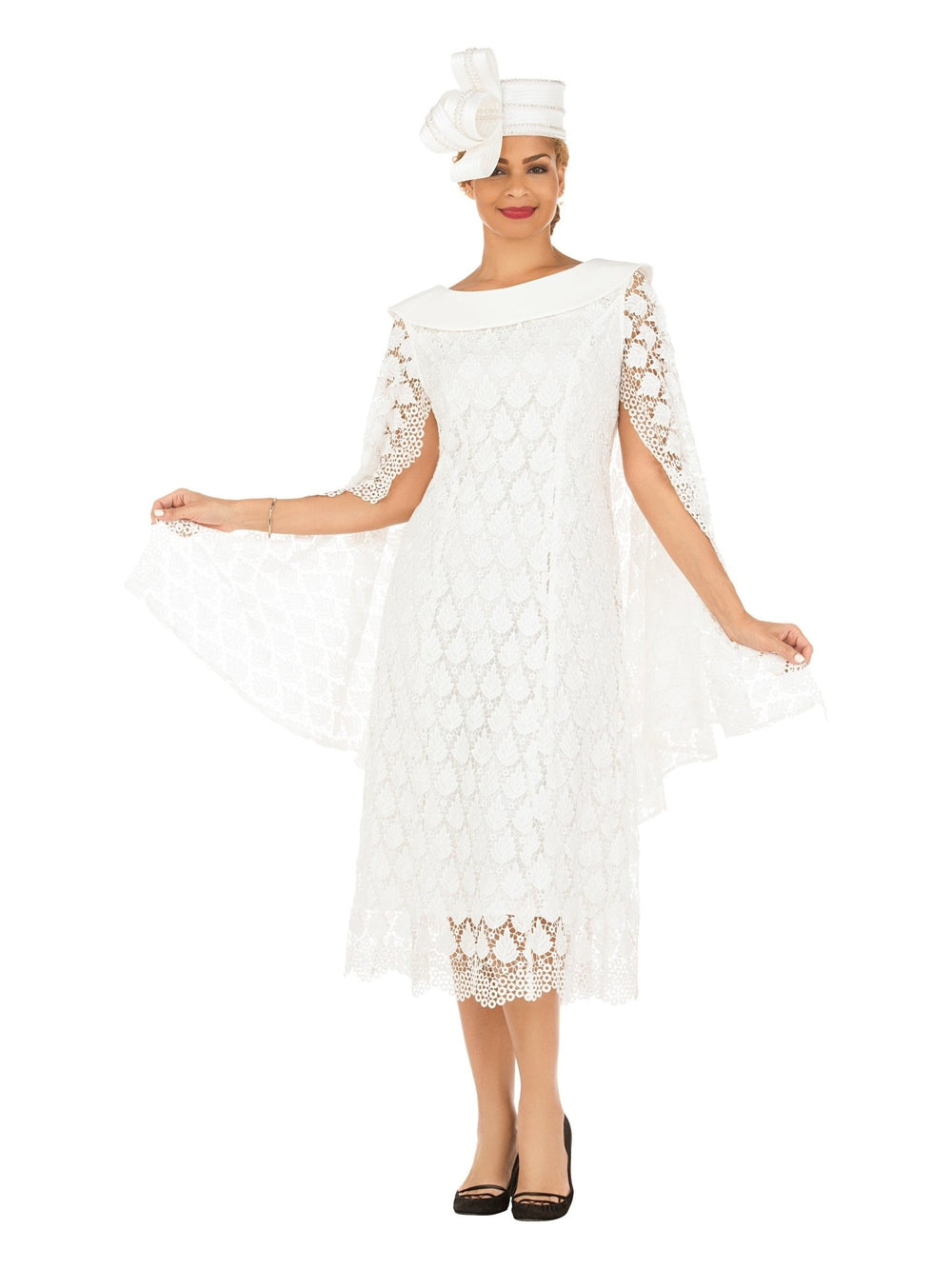 Lux Seq Lace Shift Drs w/ Cape Slv&Rounded Clr - Especially Yours