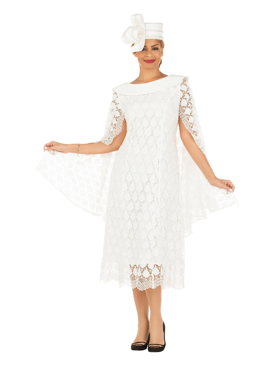 Lux Seq Lace Shift Drs w/ Cape Slv&Rounded Clr - Especially Yours