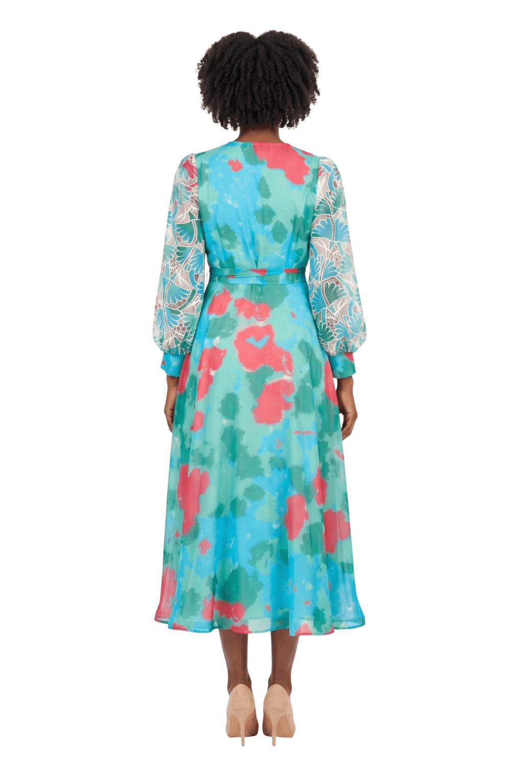 Embroidered Floral Chiffon Maxi Dress w/ Belt - Plus - Especially Yours