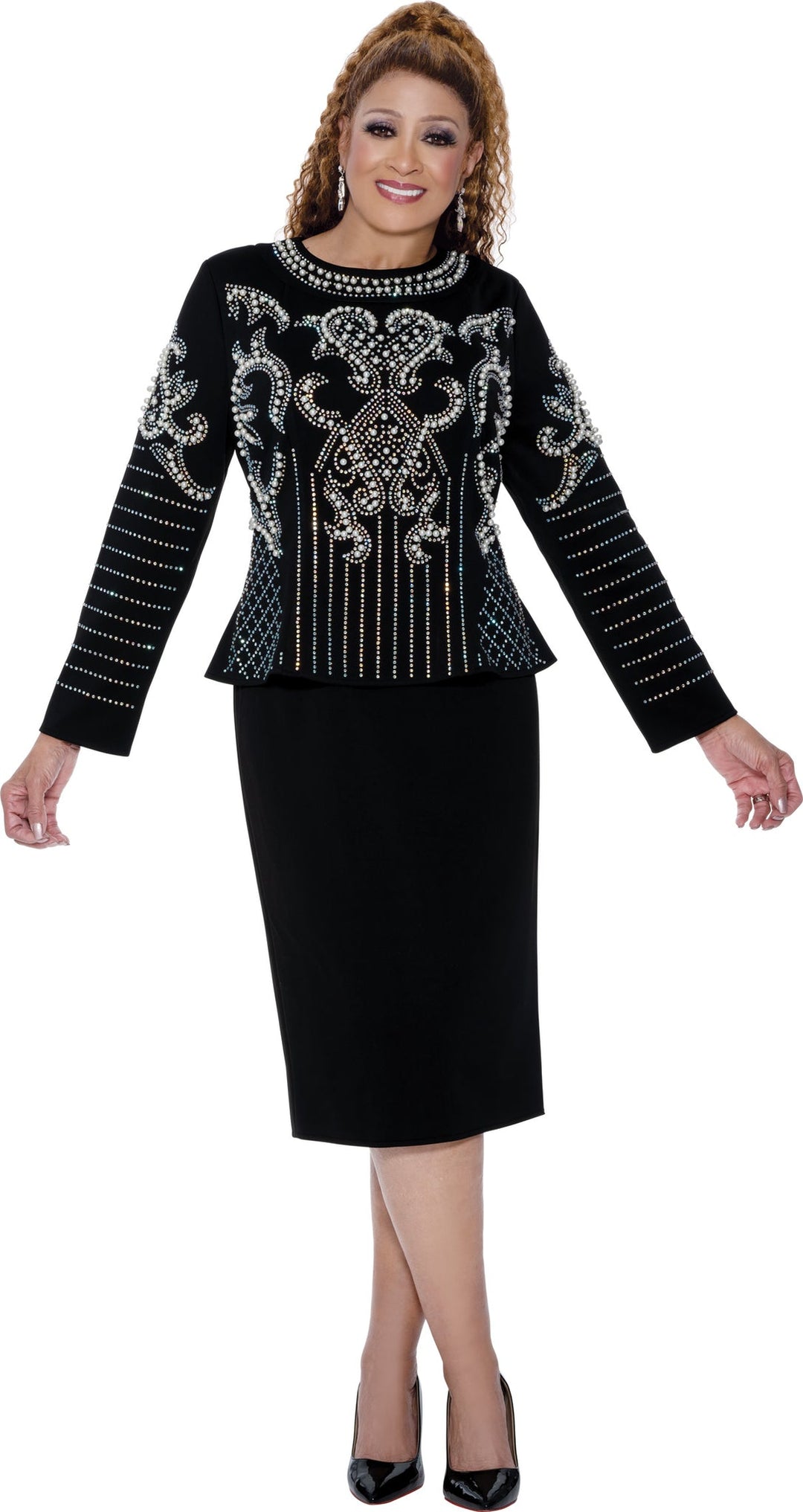 Peplum Dress with Pearl and Rhinestone Pattern DCC309731 - Especially Yours