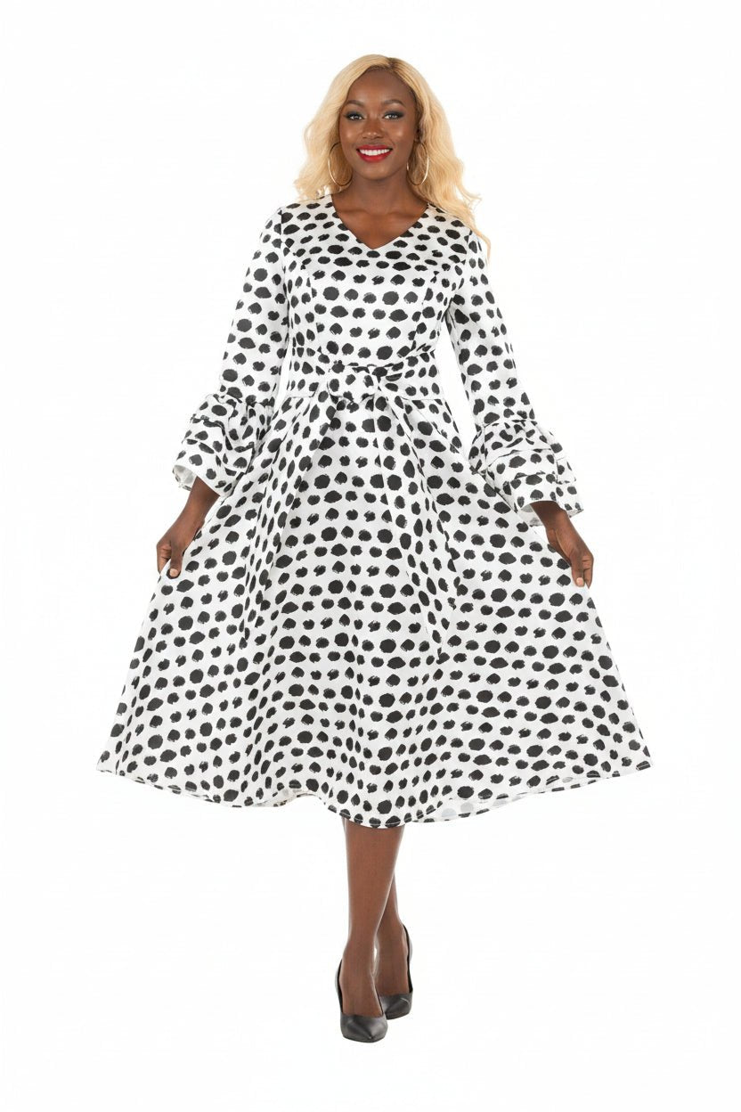 A - line Prt Dress in Silky Twill w/ Belt - Especially Yours