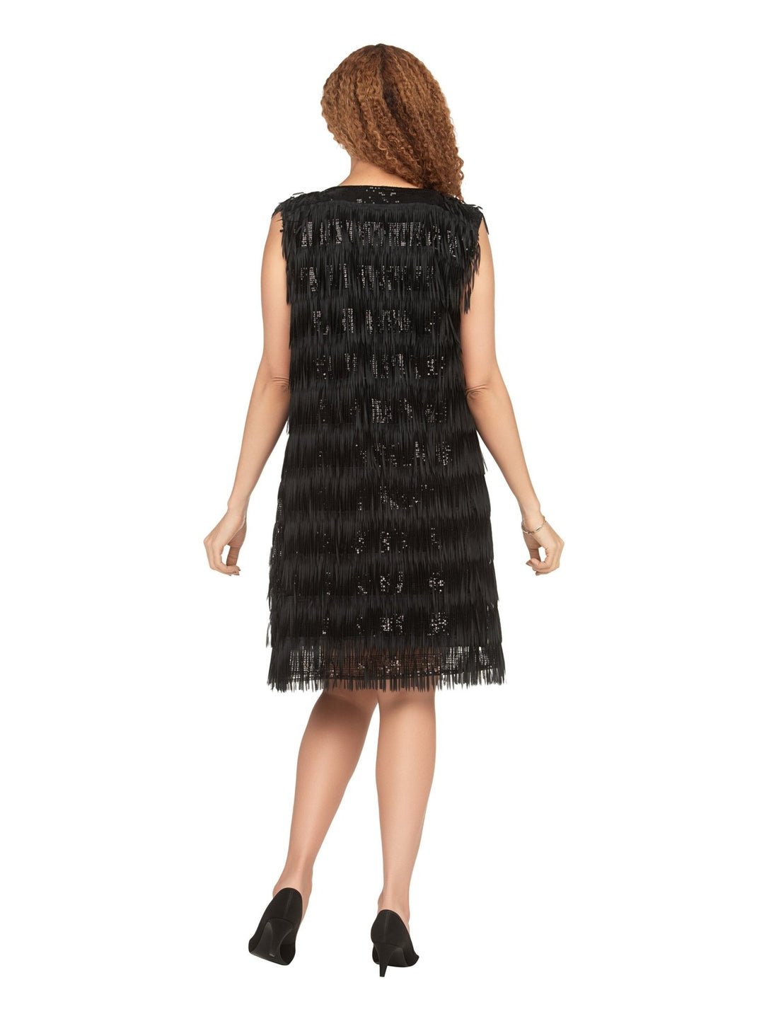 V - neck Sleeveless A - line Drs w/ Seqs&Tassels - Especially Yours