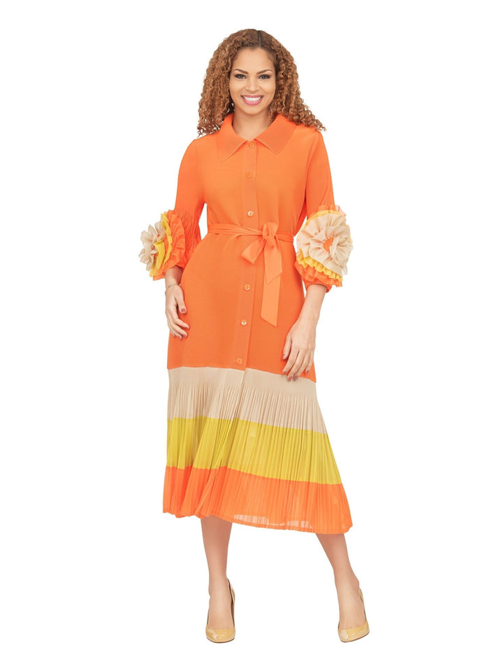 Notch Collar Color Block Shirt Dress in Pleats - Especially Yours