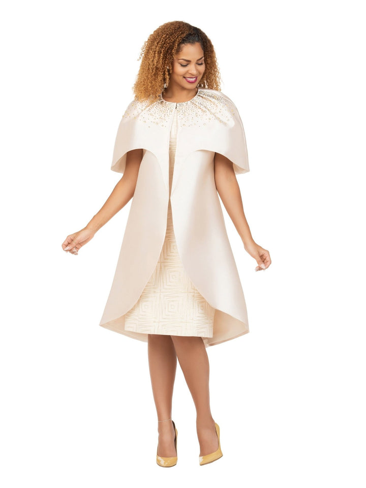 Embellished Cape Jkt&Geometric Sheath Dress Set - Especially Yours